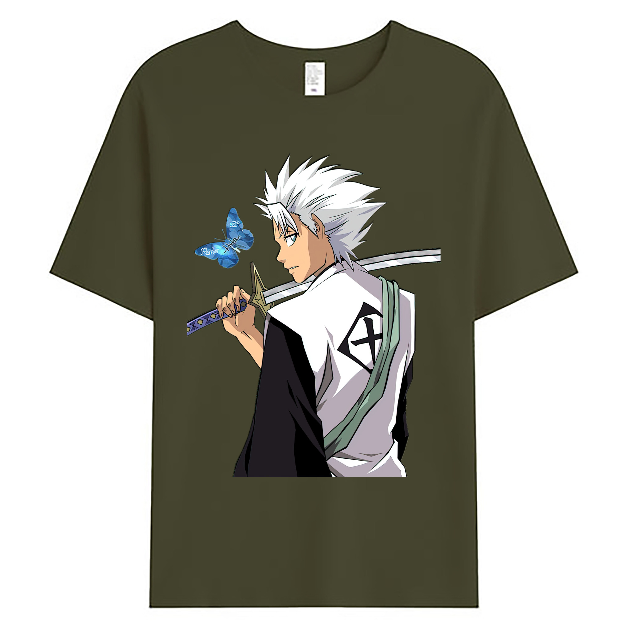 （画像用） ブリーチ 日番谷冬獅郎（ひつがや とうしろう） BLEACH Hitsugaya Toushirou 綿100％ メンズ半袖Tシャツ｜肌触りやわらか＆通気性